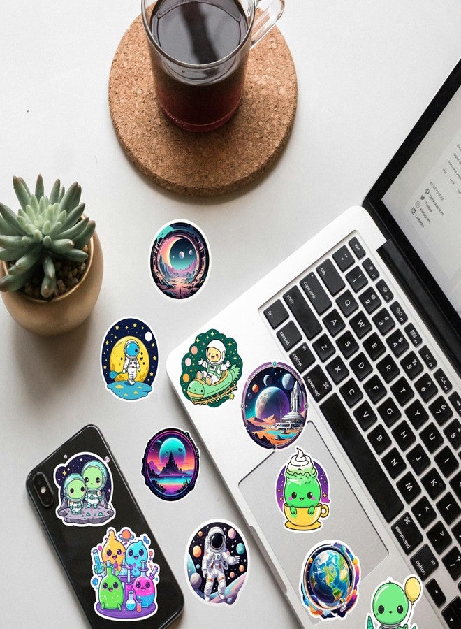 EXO DECOR مجموعة من 60 ملصقًا بتصميمات فضائية مستوحاة من الكواكب ورواد الفضاء، مناسبة لأجهزة الكمبيوتر المحمولة، والقيثارات، والهواتف، والأجهزة اللوحية، وألواح التزلج، والدراجات الهوائية، والدراجات النارية، والخوذات - مقاومة للماء_1299 درجة مئوية - Image 2